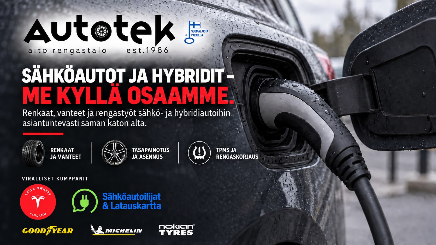 Autotek - Sähköautot ja hybridiautot, rengaspalvelut ja renkaat mm. Tesla, Byd, Xpeng autoihin.